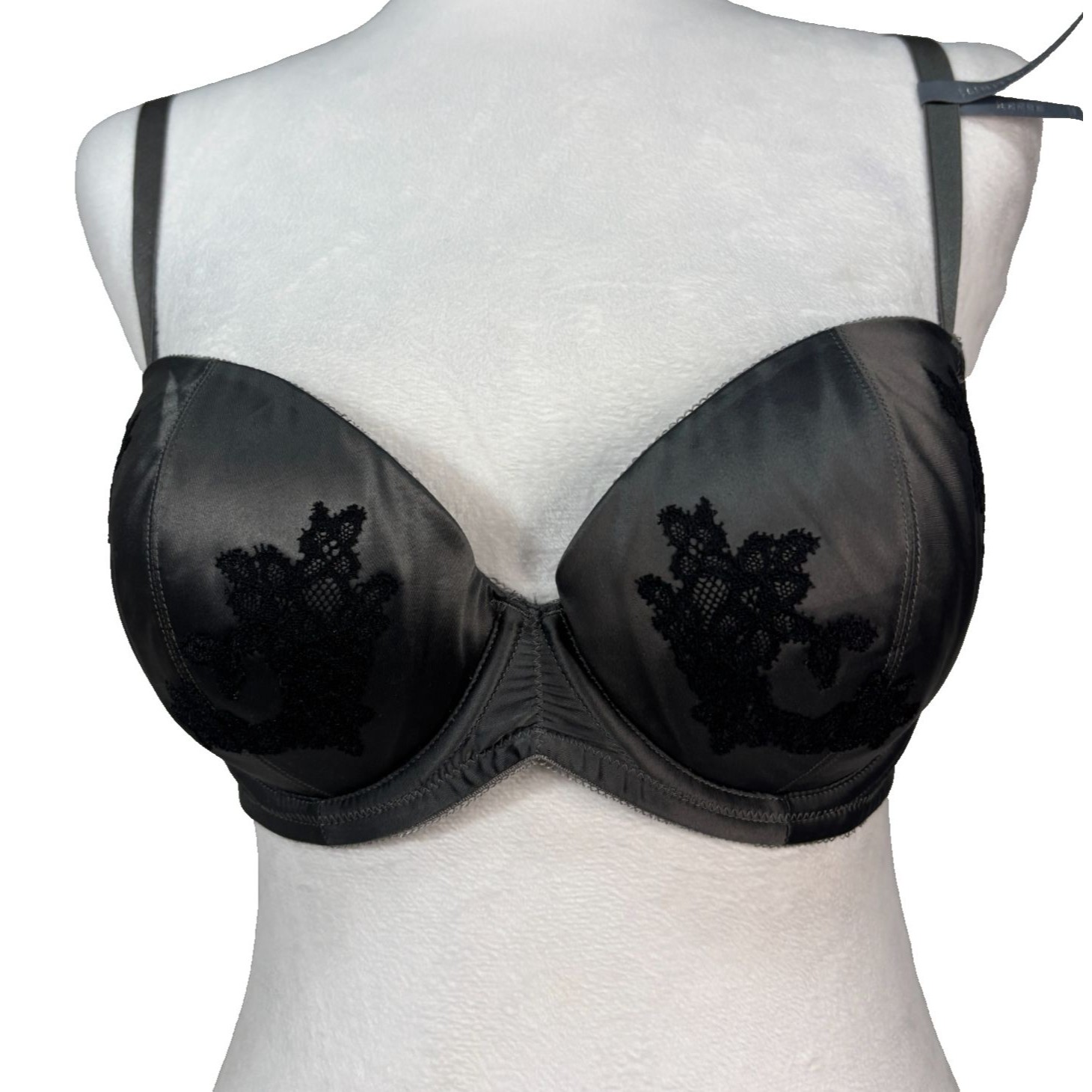 Aerie Reese Push-Up Padded Underwire Bra Size 36c Dark Gray Black Lace